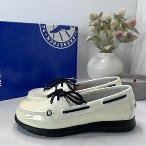 Birkenstock Tennessee Patent Leather Top Sider White Regular Fit Women W5/M3 NWD